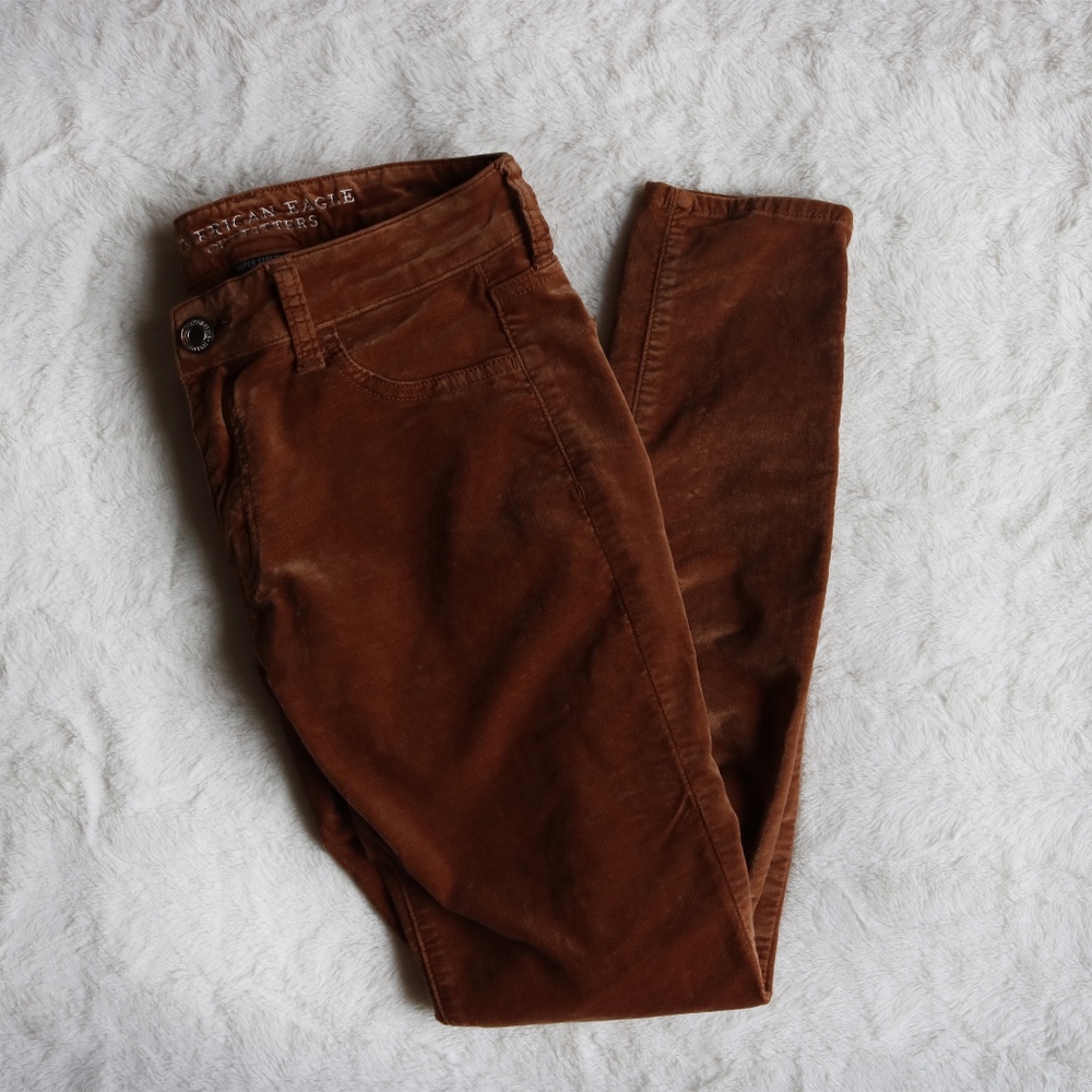 American Eagle Brown Velvet Skinny Jeggings
